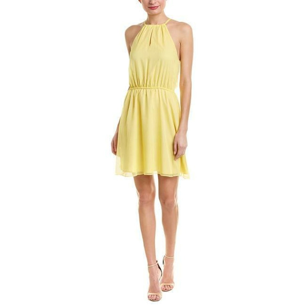 Ali & Jay Shift Casual Maxi Dress In Yellow Halter Top Size XS Extra Sma…